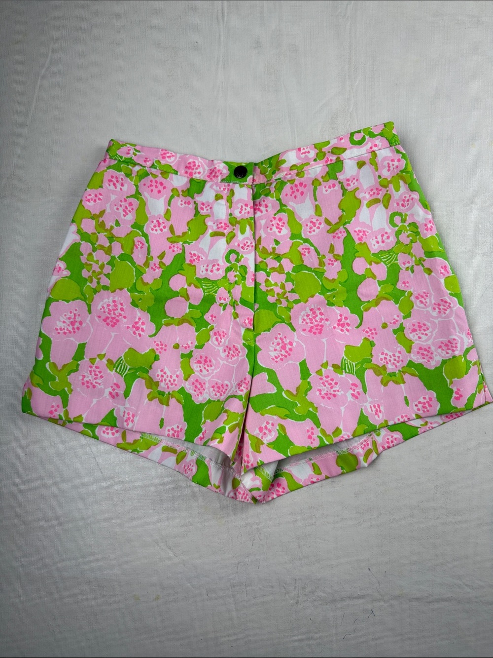 Liza by Lilly Pulitzer Pink Green Floral High-Waist Shorts Flat Front Size 9/10